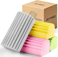Jeymei 4-Pack Damp Clean Duster Sponge,Damp Dusting Sponge,Duster Baseboard Cleaner Sponge with Ridges,Reusable Wet Duster Sponge,Household Cleaning Sponges for Blinds(Grey,Yellow,Pink,Green)