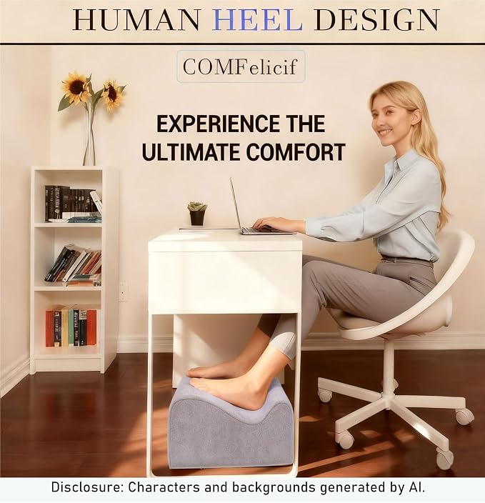 Foot Rest for Under Desk at Work,At Work Soft Ergonomic Footrest,Support Foot Pillow,Heel Chair,Leg Elevation Pillow (Light Grey)