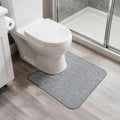 Bosap Toilet Rugs U Shaped Bathroom Rug,Machine Washable Non Slip Quick Dry Super Absorbent Ultra Thin Toilet Mats for Bathroom Toilet.Grey,1'8"x2'(20x24inch)
