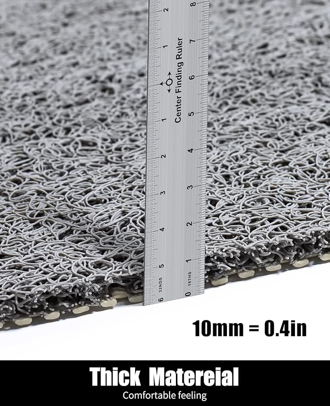 OTHWAY Shower Mat Non Slip Without Suction Cups, Quick Drying Bathtub Mat Non Slip for Shower Bathroom, PVC Loofah Shower Mat for Wet Areas (Grey)