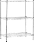 Amazon Basics 3-Shelf Adjustable Heavy Duty Steel Wire Shelving Rack with Chrome Finish, No-Tool Assembly, 250 lbs per Shelf, 23.2" L x 13.4" W x 30" H