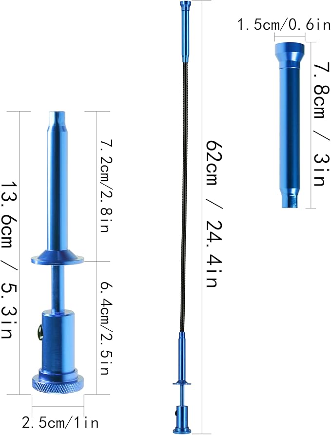 24.4 in Claw Grabber Tool,Bendable Hose Reacher Pickup with LED Light,4 Claw Picking Tool for Garbage Litter Pick Home Sink Drain and Metal Small Items. (Blue)