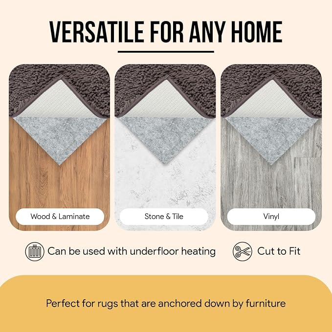 Premium Felt Rug Pad 2x8 Feet, Thick Rug Pads for Hardwood Floors, Laminate, Vinyl, Stone, Carpet & Tile, Under Rug Padding