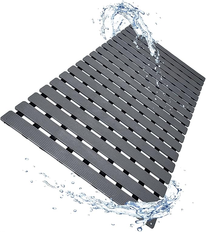 Non Slip Bathtub Mat | Double-Layered Shower Floor Mat with Suction Cups | EZ-Dry Construction | Non-Toxic, BPA, Latex, Phthalate, PVC Free (Mist)