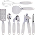 COOK WITH COLOR Kitchen Gadget Set Stainless Steel Utensils with Soft Touch Handles, 7 Pieces, Stainless Steel White