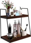Dorhors 2 Tier Bathroom Counter Organizer Storage,Vanity Organizer for Bathroom Counter,Wood Standing Rack for Kitchen(Walnut)