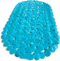 “Pebbles” Non-Slip Bathtub & Shower Mat 27”x14” Oval - Non-Toxic - Safe, Clean, Machine-Washable, Superior Grip & Drainage, Vinyl, for Smooth Floors ONLY, Opaque Turquoise