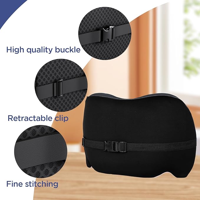 Lumbar Support Pillow for Office Chair, Car Lumbar Pillow Lower Back Pain Relief, Memory Foam Back Cushion with 4D Mesh Cover and Adjustable Straps, Ergonomic Chair Back Pillow for Car,Bed, Gaming