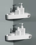 Sotfamily Plastic Shower Caddy Corner (for 90° Only), 2 Pack Adhesive Corner Shower Shelves for Bathroom Organizers and Storage, White