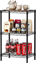 SINGAYE 3 Small Shelves Storage Shelf Wire Shelving Unit Metal Shelf Adjustable Organizers Storage Shelving with Wheels for Bathroom Laundry Room Kitchen Pantry11.5”D x 17.3”W x 30”H Black