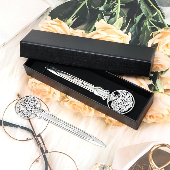 Honbay 2PCS Antique Letter Opener Knife Letter Opening Tool Zinc Alloy Envelope Slitter Metal Envelope Opener Sword Envelope Open Tool Mail Opener for School Home Office Mail Supplies (Silver)
