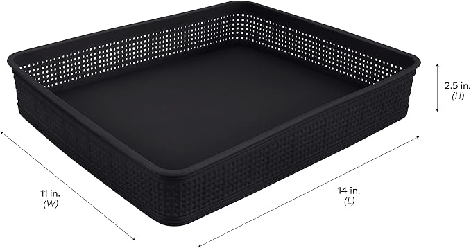 Simplify 10 Piece Organizing Set | Multiple Size Bins | Multipurpose | Office | Desk | Dorm | Bathroom | Storage Basket | Small Items | Accessories | Black