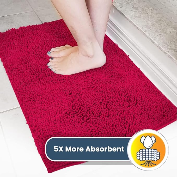 Muddy Mat® | Super Absorbent Door Mat Indoor, Microfiber Quick Dry Chenille Entryway Rug, Non-Slip Front Door Mat, Indoor Mats for Entryway, Machine Washable Pet Rug, Maroon 24"x36"