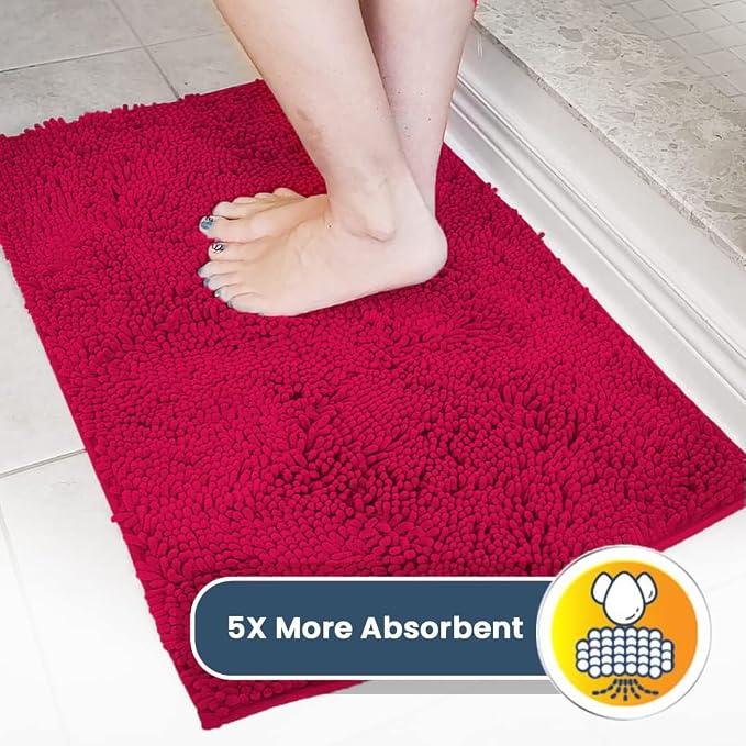 Muddy Mat® | Super Absorbent Door Mat Indoor, Microfiber Quick Dry Chenille Entryway Rug, Non-Slip Front Door Mat, Indoor Mats for Entryway, Machine Washable Pet Rug, Maroon 48"x60"
