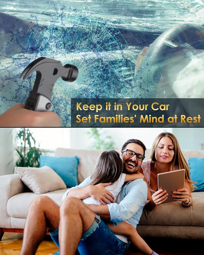 Fathers Day Dad Gifts from Daughter Son Wife, 13-in-1 Hammer Multitool, Cool Camping Accessories & Survival Tools, Unique Birthday Present Ideas Gifts for Men, Husband, Grandpa, Step Dad, Him