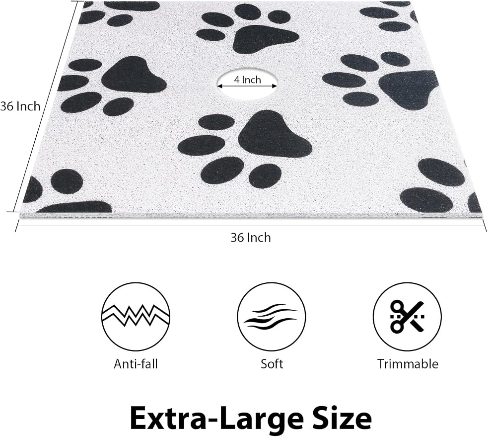 Extra Large Square Shower Mat, Yonala 36 x 36 Inch Stylish Non Slip Shower Mats for Inside Shower with Drain Hole in Middle, Soft Trimmable PVC Loofah Anti Slip Shower Mat, Quick Drying