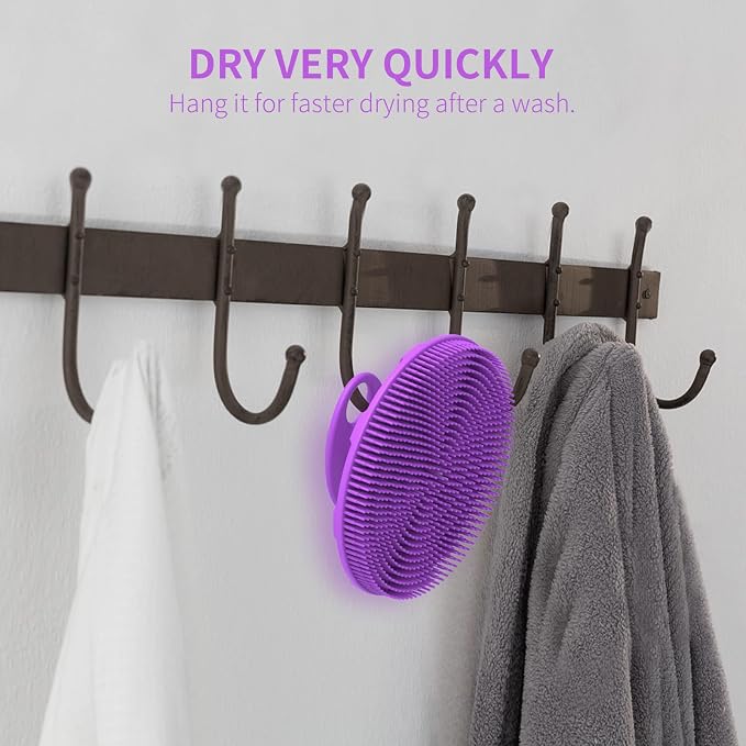 Silicone Body Scrubber 2 Pack, BEAUTAIL Shower Bath Scrubber, More Hygienic Than Traditional Loofah, Lather Nicely, Gentle Exfoliating Brush for Women Men Baby Sensitive Skin, Black+Purple