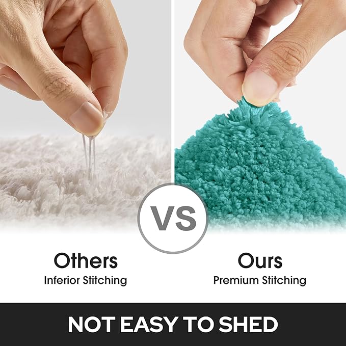 HOMEIDEAS Bathroom Rugs Sets 2 Piece, Super Soft and Absorbent Non Slip Microfiber Machine Washable Bath Mat Set (20" x 32" + 16" x 24", Teal)