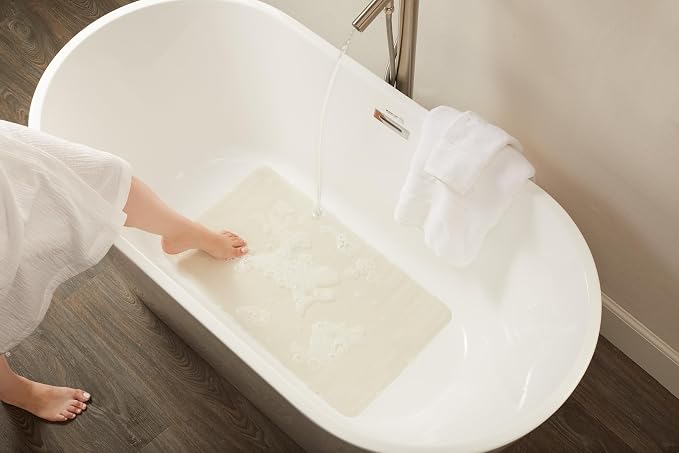 Rubbermaid Commercial Products Safti-Grip Bath Mat, Large, White, Suction-Backed, for Commercial/Residential Use for Home/Hotel/Shower/Bathtub (Pack of 12)