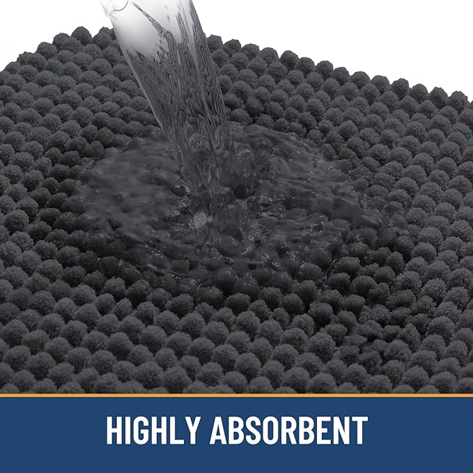 Arotive Bathroom Rugs 24" x 16", Ultra Soft Absorbent Chenille Bath Rugs, Non-Slip Rubber Backing, Machine Washable Bath Mats for Bathroom Floor, Tub and Shower, Home Decor Accessories, Dark Grey