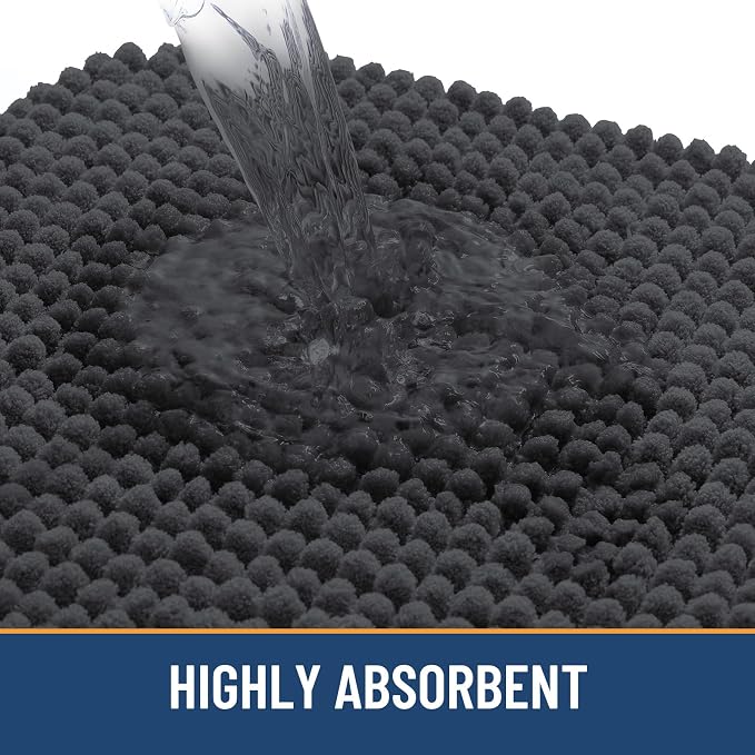 Arotive Bathroom Rugs 36" x 24", Ultra Soft Absorbent Chenille Bath Rugs, Non-Slip Rubber Backing, Machine Washable Bath Mats for Bathroom Floor, Tub and Shower, Home Decor Accessories, Dark Grey