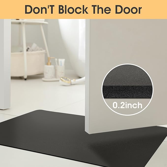 ACCUMTEK Non Slip Bath Mat, Thin Bathroom Rugs Fit Under Door, Quick Dry Bath Mats, Machine Washable Bath Rugs for Bathroom, Bathtub & Kitchen, Bathtub, Charcoal Gray/Solid/32 x20
