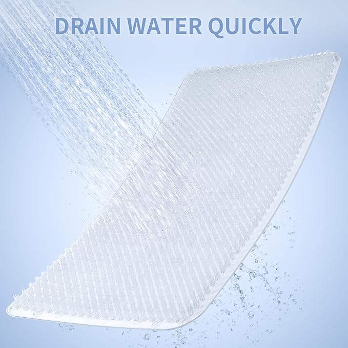 Yolife Shower Foot Scrubber Mat, Anti-Slip Bath Mat with Scrub Bristles, Soft Shower Foot Massager with Strong Suction Cups for Soothe Achy Feet,27.5'' x 15.7''