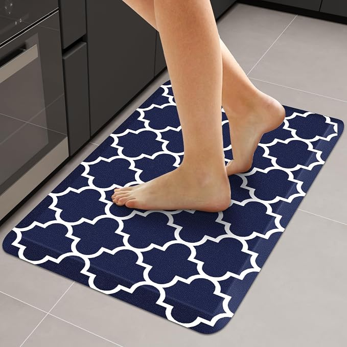 WISELIFE Anti Fatigue Floor Mat - 4/5 Inch Thick Kitchen Mat Non Slip Waterproof Heavy Duty Ergonomic Comfort Mat Durable for Home, Office, Sink, Laundry,(20" x 32", Blue)