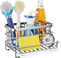 HapiRm Kitchen Sink Organizer, SUS304 Stainless Steel Rustproof Multifunctional Large Sink Caddy with Sponge Holder and Drain Tray for Kitchen Countertop (Silver)