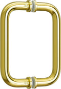Ranbo Polished Gold 6" （CTC） Tubular Back-to-Back Shower Door Handle，3/4" Diameter Pull Handles with Metal Washers, for 1/4"- 1/2" Thick Glass and 1-3/8" - 2-1/6" Thick Wooden or Metal Doors