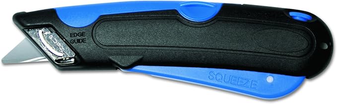 COSCO 091508 Easycut Cutter Knife w/Self-Retracting Safety-Tipped Blade, Black/Blue
