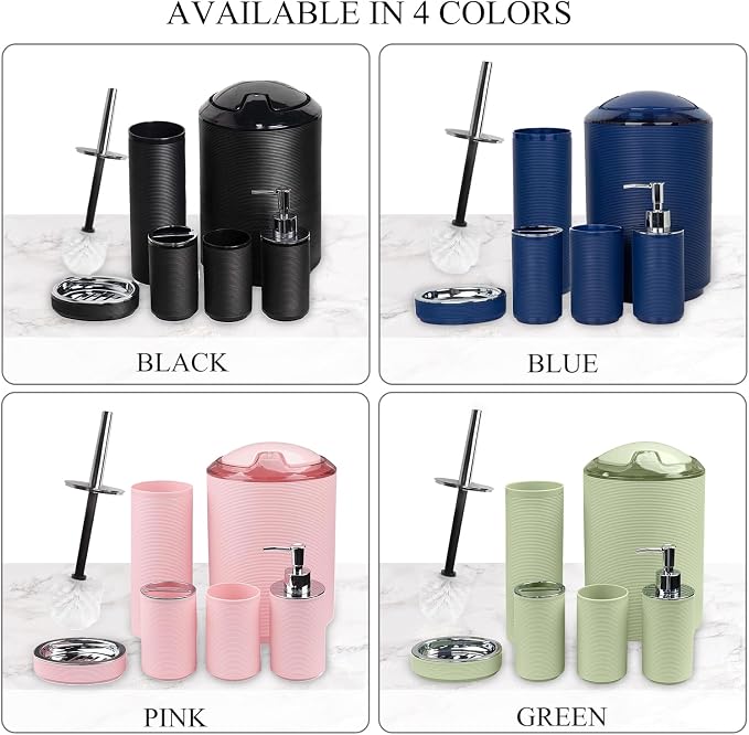 CERBIOR Bathroom Accessories Set Bath Ensemble Includes Soap Dispenser, Toothbrush Holder, Toothbrush Cup, Soap Dish for Decorative Countertop and Housewarming Gift (Apple Green)