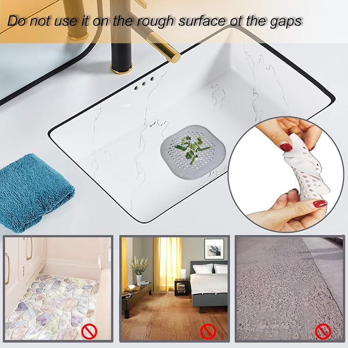Hair Drain Catcher,Square Drain Cover for Shower Silicone Hair Stopper with Suction Cup,Easy to Install Suit for Bathroom,Bathtub,Kitchen 4 Pack (Aluminium Grey)