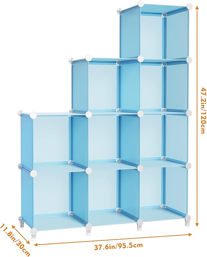 HOMIDEC Closet Organizers and Storage, 9 Cube Storage Organizer, Portable Closet Organizer Storage Cubes Shelves, Blue