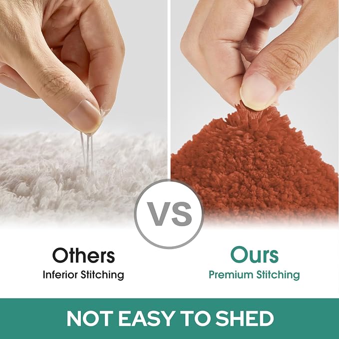 HOMEIDEAS Bathroom Rugs Sets 2 Piece, Super Soft and Absorbent Non Slip Microfiber U-Shaped Toilet Bath Mat Set (20"x32"+U20 x24, Burnt Orange)