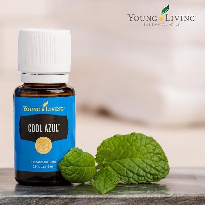 Young Living Cool Azul Essential Oil Blend | 15 ml | Cooling Minty Herbal Aroma for Diffusers, Massage & Aromatherapy | Wintergreen, Peppermint & Sage Botanical Blend | Seed to Seal Quality