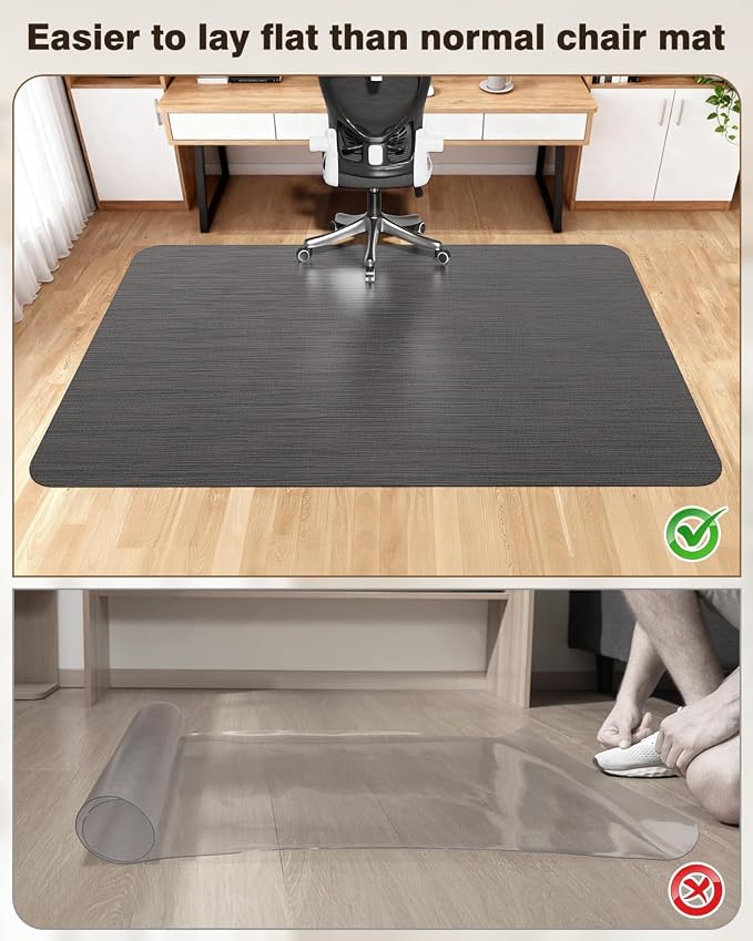 Blvornl Ultra Large Office Chair Mat for Hardwood Floor, Rolling Chair Mat for Hard Wood, Large Anti-Slip Hard Floor Protector, Heavy Duty Computer Desk Rug for Office and Home 47.2"*53" Black