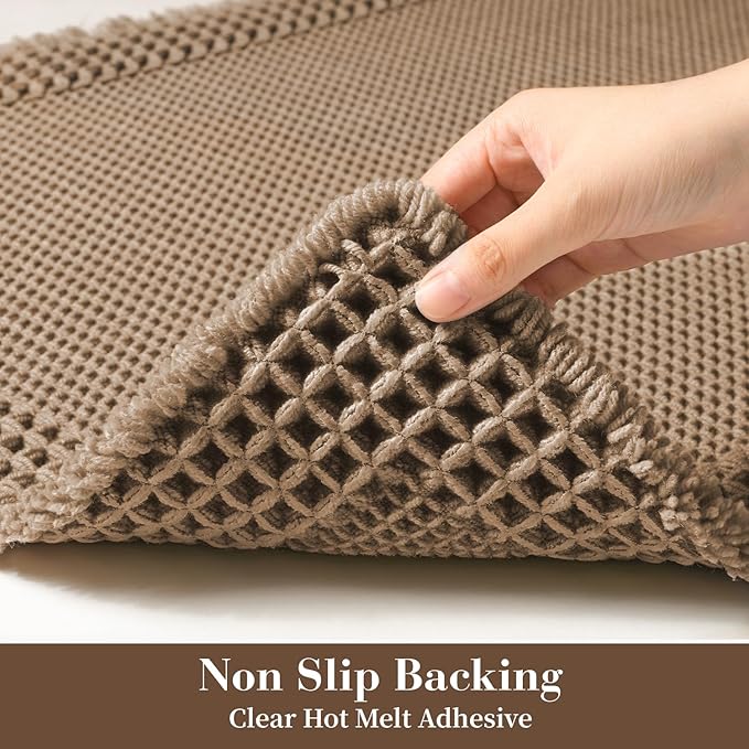RESARE Waffle Bathroom Runner Rugs, Super Absorbent Bath Mat Non Slip Washable Quick Dry, Upgraded Ultra Soft Boho Bath Rugs with Tassels, Farmhouse Home Decor Accessories, 2'x4'(24"x48") Brown