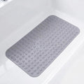 Double-Sided Anti-Slip Bath Tub Mat with Suction Cups and Drain Holes, Textured Surface, Bathtub Rug for Safety and Relaxation, 31.5" x 16" Grey