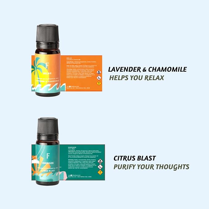 Folkulture Essential Oils Set for Diffuser | Set of 6 Everyday Aromatherapy Oils | Palo Santo, Lavender, Sandalwood, Citrus & Balanced Blend Oils | AM to PM Home Fragrance Oils & Wellness Gift Set