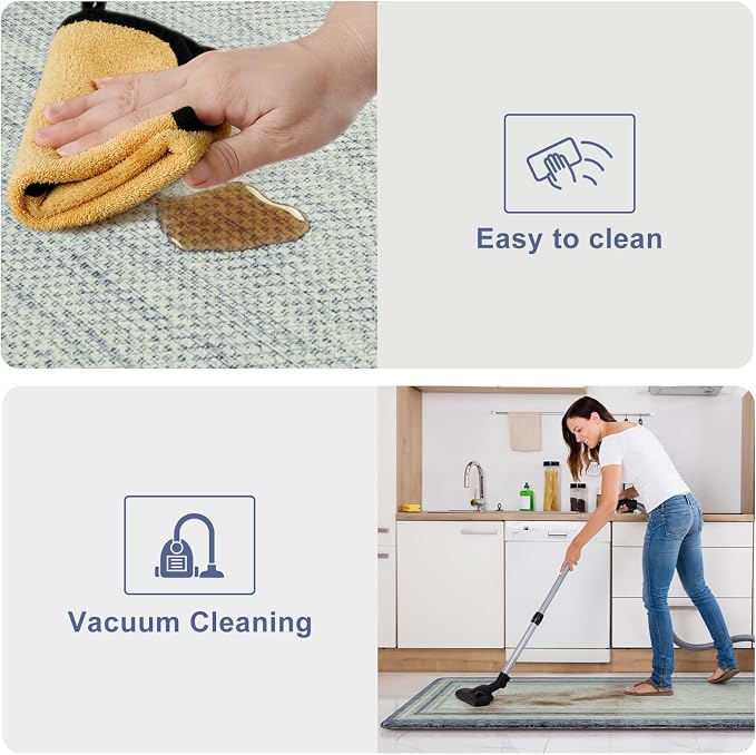 KIMODE Anti Fatigue Kitchen Mats for Floor, Farmhouse Rugs for Kitchen Floor, Cushioned Kitchen Floor Mat Non Slip, Comfort Memory Foam Standing Mat for Laundry Office Sink Desk Blue 24"x59"