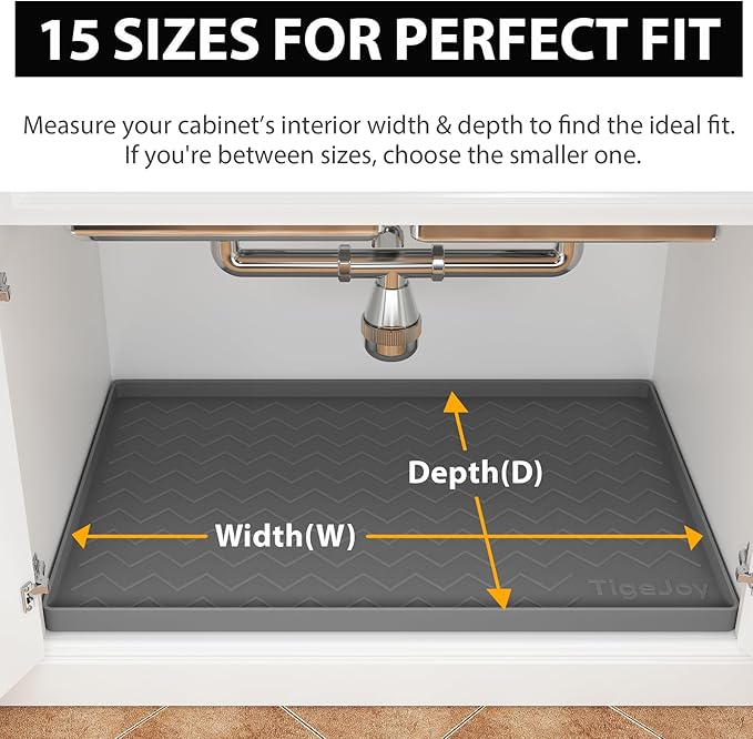 TigeJoy 37" x 19" Under Sink Mats for Kitchen Waterproof, Leak-Proof Silicone Mat Sink Protector and Cabinet Liner, Kitchen Essentials Organizer and Storage, Boot or Shoe Tray, Pet Feeding Mat