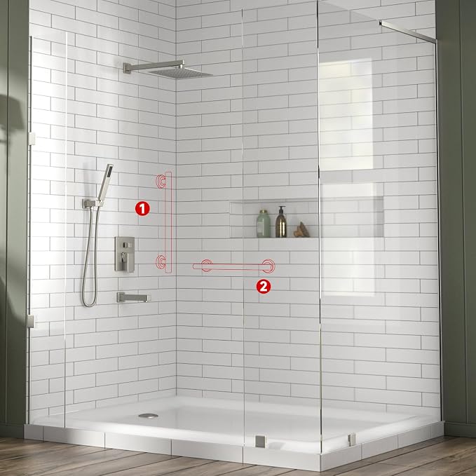 Lava Odoro Shower Grab Bar, Modern Stainless Steel Handicap Grab Bar for Bathtubs and Showers, Shower Safety Bar for Seniors Disabled, ADA-Compliant (Brushed Nickel, 24 Inch)