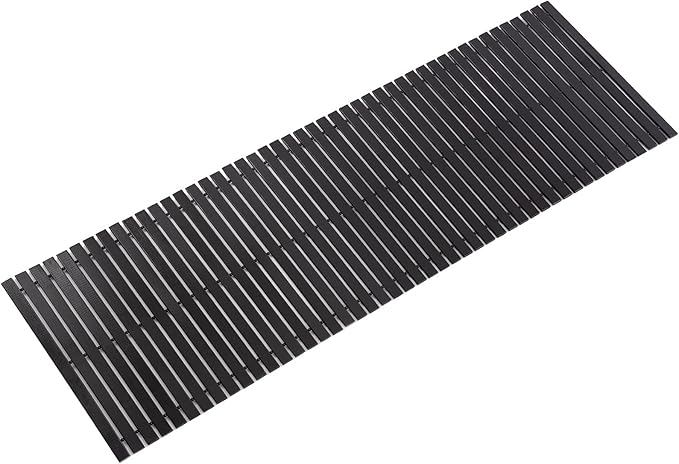 Bath Mat Bathroom Runner Long Large Rugs Floor Wood Shower Bathtub Waterproof Non Slip Accessories 16x48 Inch Easy to Clean, Black, 1 pc