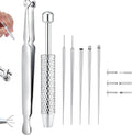 GEMQUEEN Piercing Taper Ball Grabber Tool for Changing Jewelry - 14G 16G 18G 20G Stainless Steel Flat Back Earrings Applicator Tool Threadless Insertion Pin Thread Body Piercing Kit for Ear Nose Lip