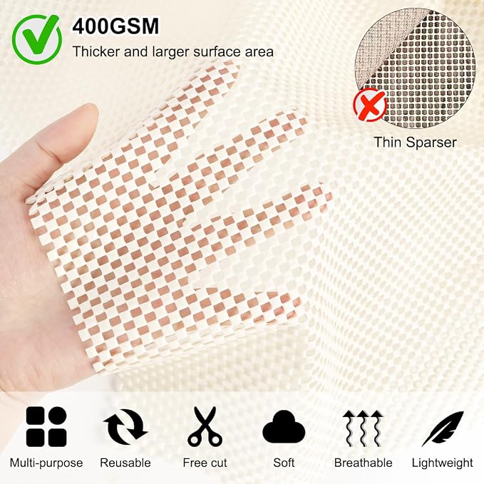 FACIACC Non Slip Rug Pad Gripper 2 x 5 Feet Extra Thick Pads Carpet Pads for Area Rugs Keep Your Rugs Safe and in Place on Hardwood Floor (White)