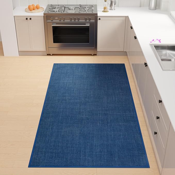 SUMLANS Kitchen Mat, Cushioned Non Slip Rugs for Kitchen Floor, Absorbent Runner Comfort Standing Mats Washable for Kitchen, Office, Home (Dark Blue, 35.4"x71")