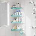 Sotfamily Plastic Shower Caddy Corner (for 90° Only), 4 Pack Adhesive Corner Shower Shelves for Bathroom Organizers and Storage, Turquoise