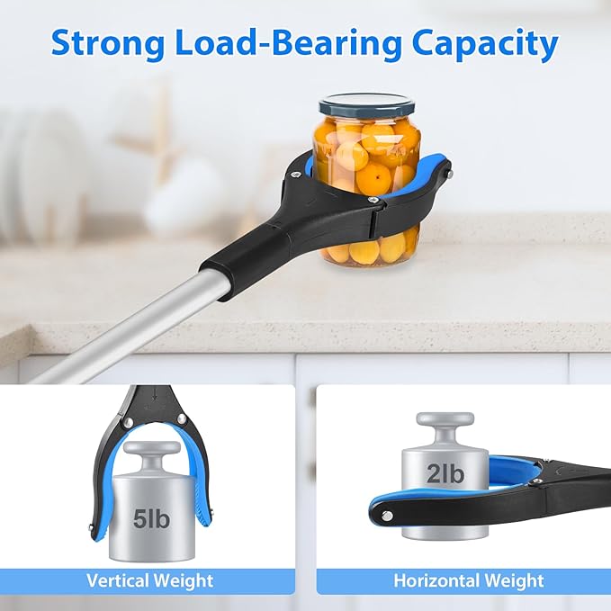 34" Grabber Reacher Tool, 2-Pack Foldable Reacher Grabber Pickup Tool with 360° Rotating Jaw & Magnets, Grabber Tool Heavy Duty