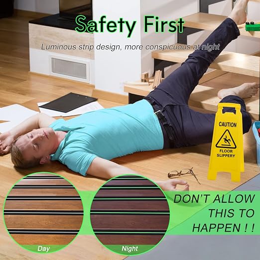 S&X Heavy Duty Anti Slip Tape 2 Inch x 60 Ft with Glow in The Dark Strip - Durable Grip Tape for Stairs, Outdoor Non Slip Stair Tread Non-Skid Safety Tape